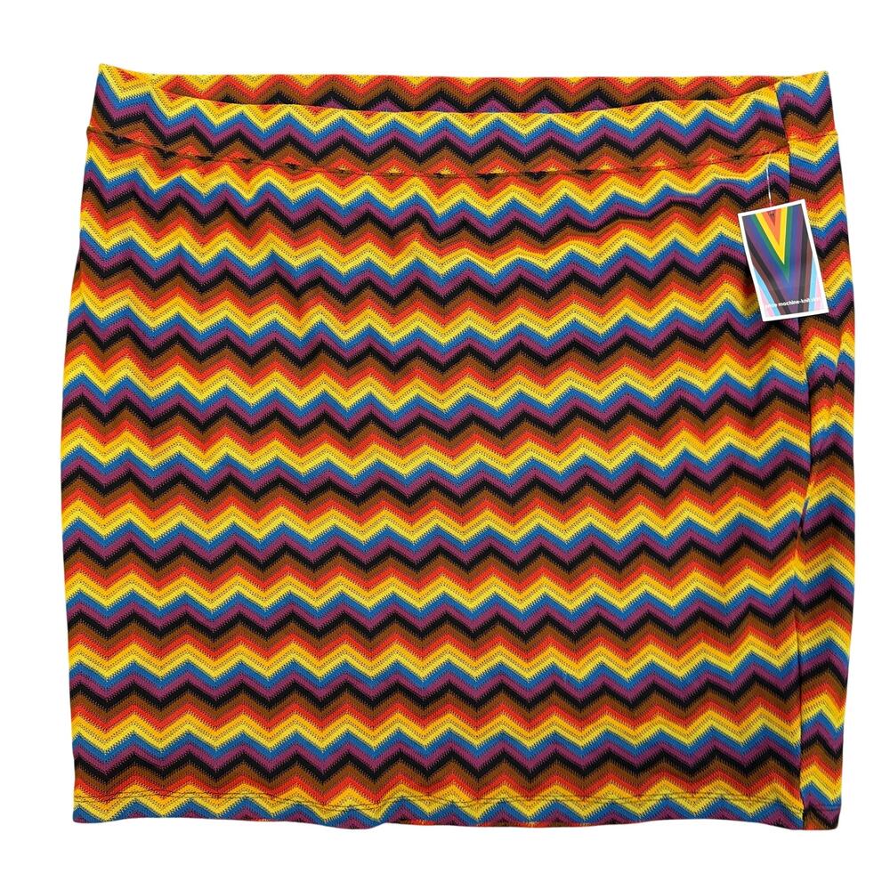 Pride Adult Chevron Multicolored Knitted Bodycon Mini Skirt - Size 2X - NWT